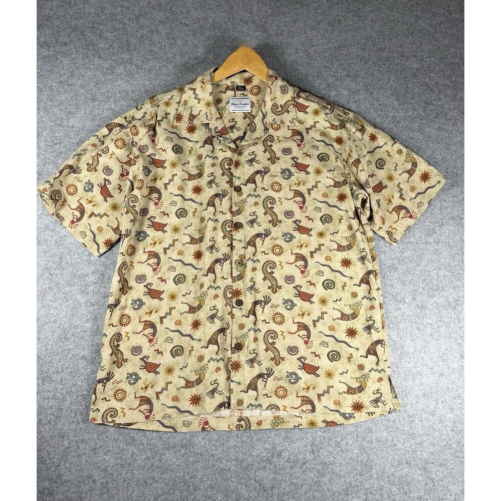 David Carey Originals Shirt L Southwestern Kokopelli Print Short Sleeve